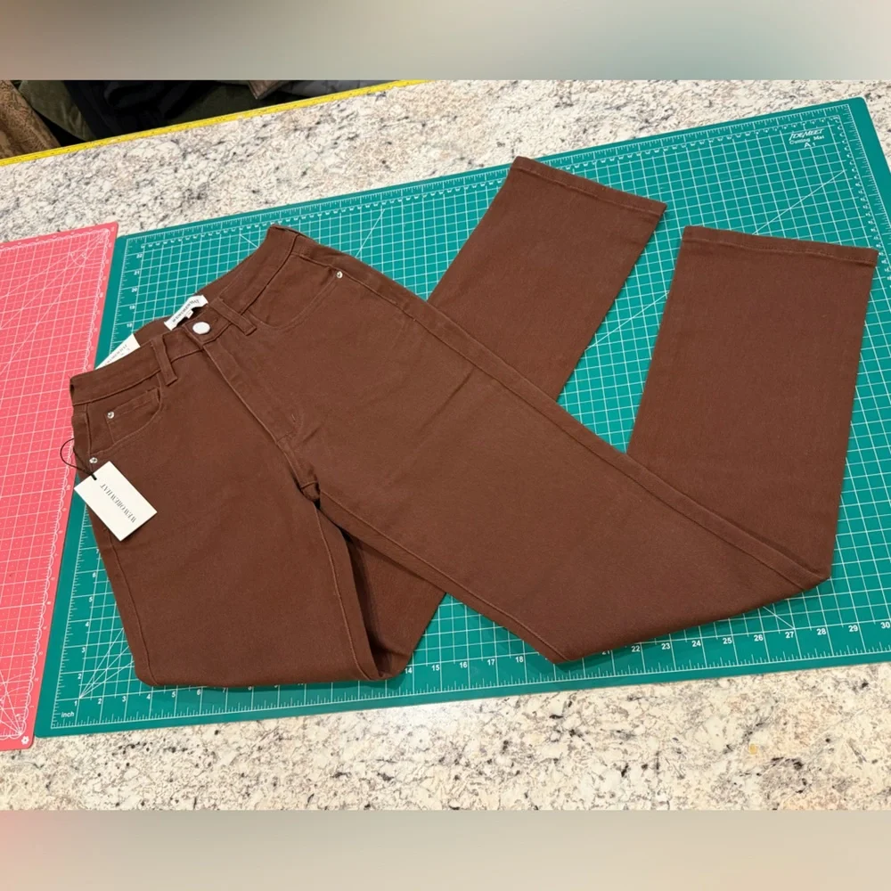 Weworewhat Icon Jean 24 Cacao Brown Straight Leg Denim NWT - Picture 7 of 9